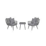 Manhattan Comfort Cannes 3-Piece Rattan Patio Conversation Set in Gray