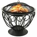 Dcenta 2-in-1 Outdoor Fire Pit with Cooking Grid and Poker Wood Burning Steel Firepit Log Grate Silver for BBQ Camping Backyard Garden Beaches Park 23.2 x 23.2 x 23.6 Inches (L x W x H)