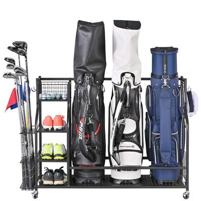 3 Full Size Golf Bags Storage, Golf Organizer, Sports Equipment Garage Rack