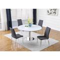 Chintaly Dining Set w/ Extendable Contemporary Ceramic Table & 4 Modern Chairs