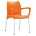 Luxury Commercial Living 31.5 Orange and White Outdoor Patio Dining Arm Chair