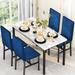 5 Piece Dining Table Set for 4, Kitchen Faux Marble Table Set with Velvet Chairs for Small Spaces, Breakfast Nook, Living Room