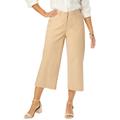 Plus Size Women's Stretch Cotton Chino Wide-Leg Crop by Jessica London in New Khaki (Size 18 W)