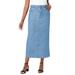 Plus Size Women's Classic Cotton Denim Midi Skirt by Jessica London in Light Wash (Size 36) 100% Cotton