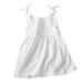 JDEFEG Mini Dress Long Sleeve Toddler Kids Girls Soild Cotton Linen Pockets Sleeveless Beach Straps Dress Princess Clothes Flower Girl 4T Dress Polyester White 100