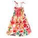 JDEFEG Girls One Dress Toddler Kids Girls Floral Bohemian Flowers Sleeveless Beach Straps Dress Princess Clothes Baby Girl Floral Tulle Dress Polyester Red 130