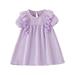 JDEFEG Fall Dress for Baby Girl 6 Months Toddler Kids Girls Solid Cotton Linen Sleeveless Beach Straps Dress Ruffles Princess Dresses Clothes Fancy High Low Dresses for Girls Polyester Purple 110