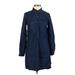 Old Navy Casual Dress - Shirtdress High Neck Long sleeves: Blue Print Dresses - Women's Size Small