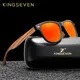 KINGSEVEN-Lunettes de soleil carrées polarisées en bois pour hommes et femmes verres miroir