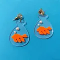 Kuguy – boucles d'oreilles en forme de poisson rouge pour femme bijoux en acrylique goutte d'eau