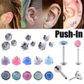 Boucle d'oreille en acier chirurgical opale Zircon Cartilage sans fil Tragus Helix Piercing