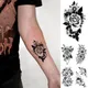 Autocollant de tatouage temporaire fleur réaliste imperméable pour femme bras Rose fleur