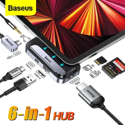 Baseus – Hub USB C pour iPad Pro 2021 adaptateur USB 3.0 carte SD TF 4K HDMI compatible avec