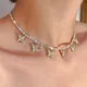 Collier avec pendentif papillon pour femmes bijoux à la mode coréenne strass cristal vente en