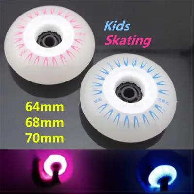 Roue de patins en ligne pour enfants 60mm 64mm 68mm 70mm avec lumière Flash LED bleue et rose