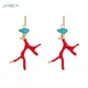 Boucles d'oreilles en résine acrylique pour femmes bijoux en émail rouge branches de bois de