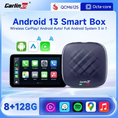 CarlinKit-Boîtier TV Android 13 QCM6125 8 Go/128 Go 4G LTE CarPlay Ai Octa Core sans fil pour