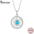 Bamoer-Collier pendentif soleil bleu turquoise pour femme argent regardé 925 sertissage pavé CZ