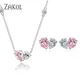 ZAKOL – parure de bijoux pour femme ensemble de colliers et boucles d'oreilles en forme de cœur en