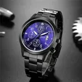 Genève-Montre à quartz en acier inoxydable pour homme montres de sport cadran bleu noir luxe