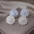 Boucles d'oreilles en Zircon pour femmes nouveau Design coréen fleurs de luxe plaqué or 14K