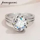 PANSYSEN-Bague Moissanite en argent regardé 100% plaqué or blanc 18 carats coupe ronde document