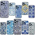 Coque souple en carreaux émaillés portugais pour iPhone coque de téléphone pour iPhone 11 14 15