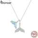 Bamoer – collier pendentif queue de baleine en argent Sterling 925 émail bleu ciel Double queue de