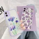 Coque de téléphone fleur violette pour iPhone coque antichoc bleu menthe 12 11 13 14 15 Pro