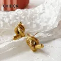 Ghidbk – boucles d'oreilles en acier inoxydable plaqué or 18K pour femmes gros nœud texturé bijoux
