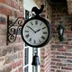 Horloge de station murale de jardin extérieur double face coquelet vintage rétro décoration