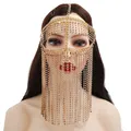 Masque en Faux cristal fait à la main pour femmes masque voile chaîne pour le visage danse du