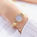 Montres à quartz étanches pour femmes montre-bracelet dorée pour filles horloge pour dames marque