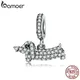 BAMOER-Pendentif chien teckel en cristal d'argent regardé 925 breloques adaptées aux bracelets et