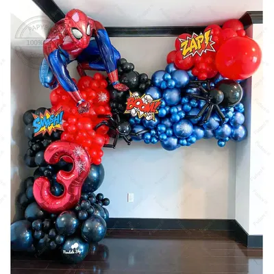 Kit de ballons 3D SpidSuffolk Smile Hero guirxiété d'arc faveurs Avengers Boys anniversaire baby