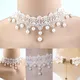 Collier de perles gothiques vintage pour femmes tour de cou en dentelle perles blanches bijoux de