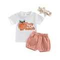 Lioraitin – vêtements d'été pour bébé fille haut à manches courtes lettres imprimées bandeau 3