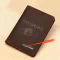 Couverture de passeport en cuir personnalisée avec noms pour hommes porte-passeport portefeuille