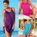 Mini robe de plage pour femmes mode d'été décontractée caraco Simple mince sans manches courte