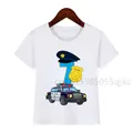 T-shirt imprimé d'anniversaire de voiture de police pour enfants coffret cadeau pour garçon