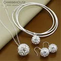 Ensembles de bijoux plaqués argent pour femmes bracelet boule creuse bracelet collier boucles