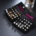 Boucles d'oreilles carrées en cristal pour femmes 12 pièces en forme de cœur à la mode