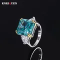 Bagues Vintage en argent 100% pour femmes 13x13mm pierres précieuses Turquoise topaze bijoux fins