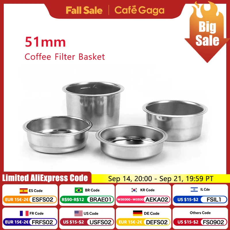 Panier de filtre à café 51mm pour Delonghi EC680 EC685, remplacement en acier inoxydable pour porte-filtre sans fond, accessoires pour expresso