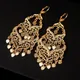 Boucles d'oreilles lune en pierre rose turque pour femmes boucles d'oreilles pendantes au crochet