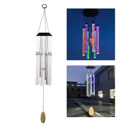 Carillon éolien à énergie solaire lampe colorée étanche ABS LED suspendue décoration de cloche à