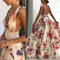 Robe longue à fleurs pour femmes style Boho Maxi tenue de soirée plage dos nu été 2019