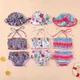 Maillot de bain 3 pièces pour bébés filles rayé imprimé Floral vêtements d'été vêtements de