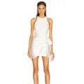 Mini robe bandage à col rond pour femmes robes de soirée blanches mince en fibre sexy