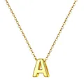 Collier avec initiales pour femmes pendentif avec lettre de nom couleur or argent chaîne en acier